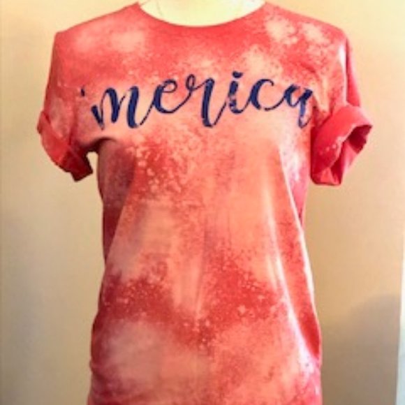 Bella Canvas Tops - "Merica Bleached red short sleeve Tshirt
